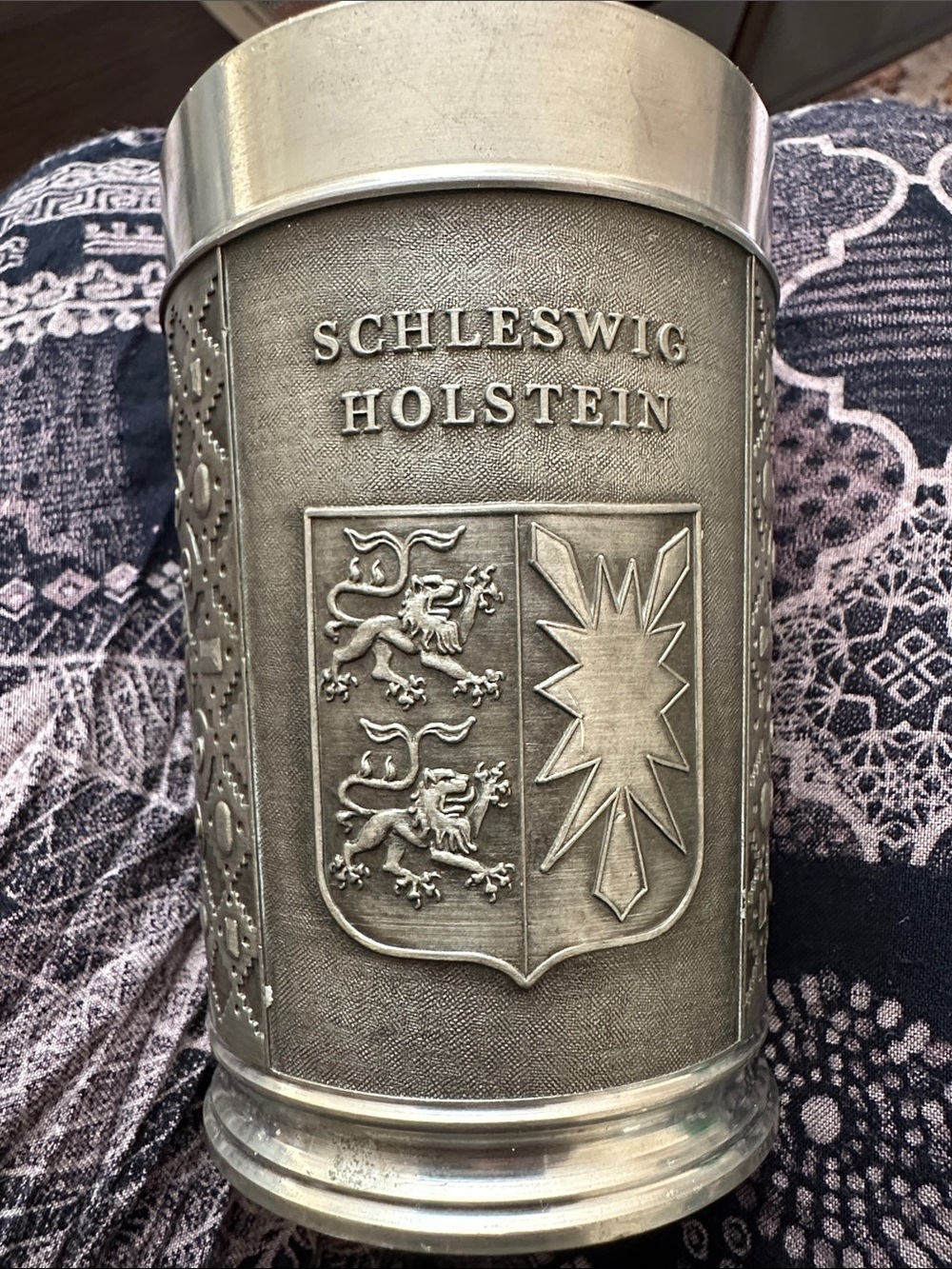Schleswig Holstein Pewter Beer Stein - Silver Tone